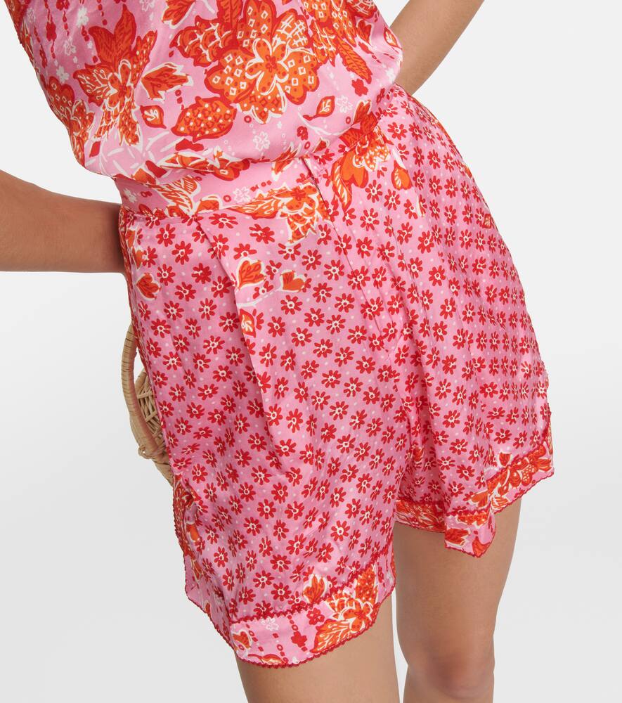 Poupette St Barth Isabelle floral satin shorts