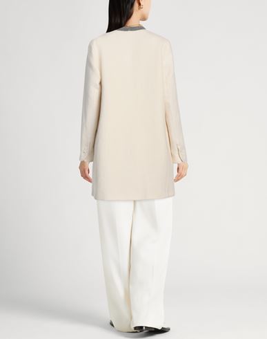 Alysi Crème Woman Coat Ivory Size 4 Virgin Wool, Cotton, Linen