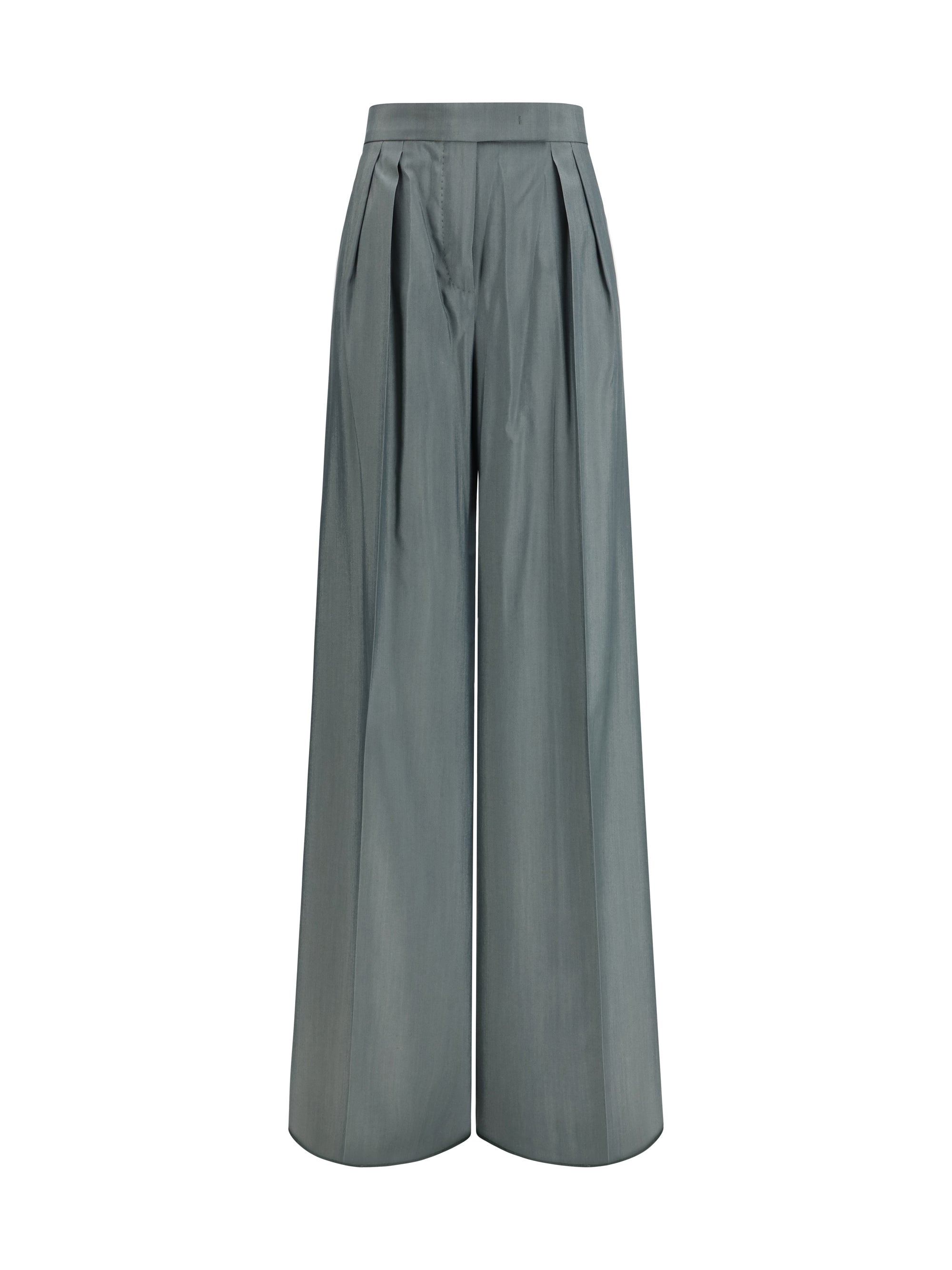 Virgin Wool Pleated Trousers — Green