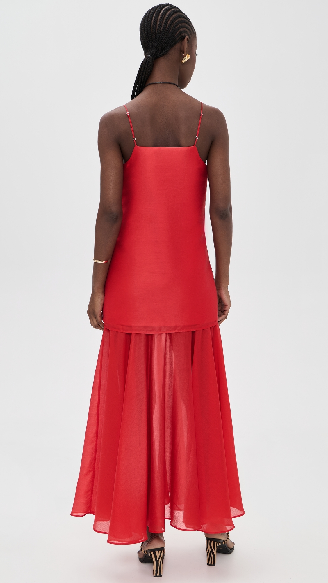 Layered Strappy Maxi Dress Red
