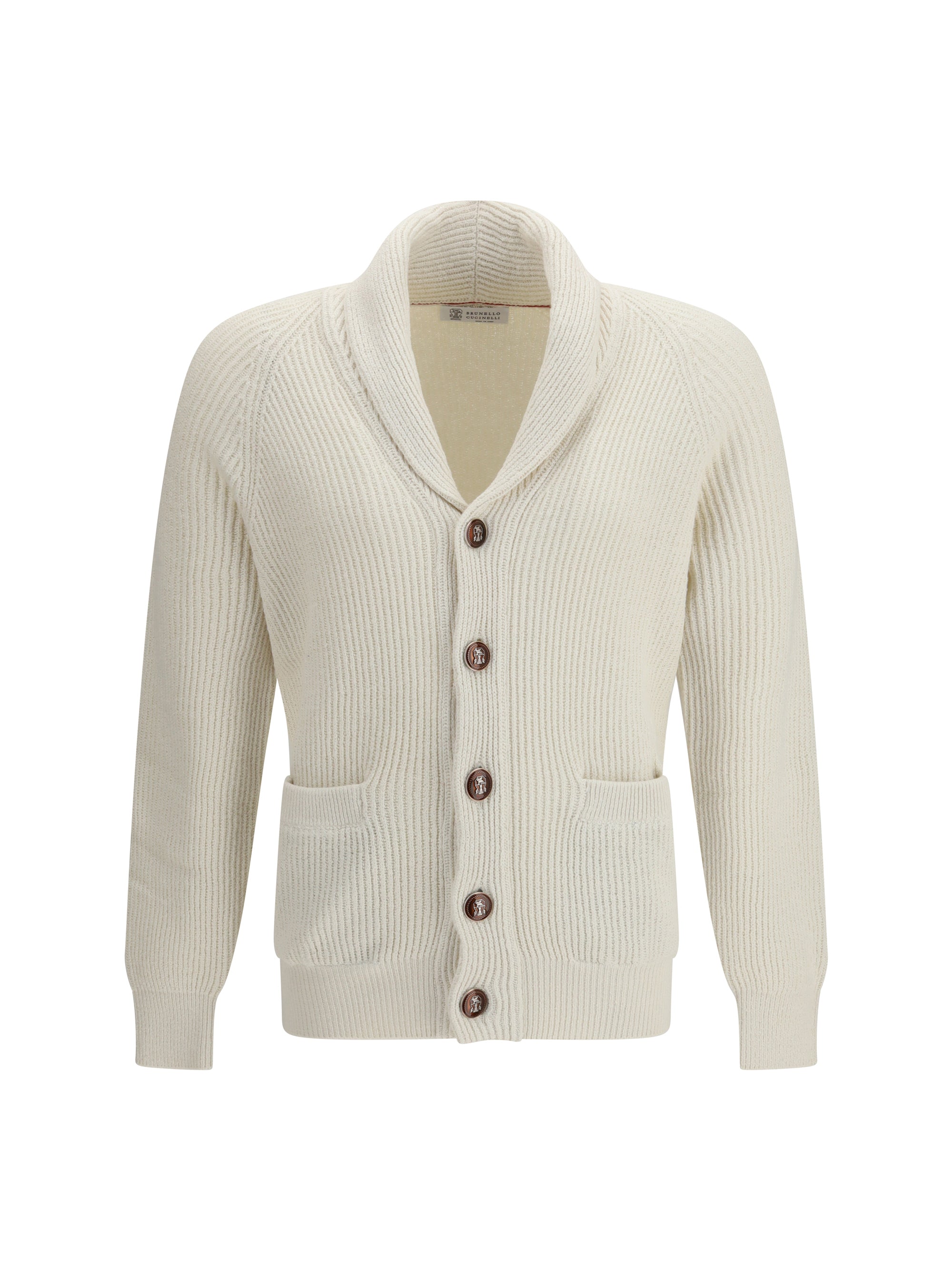 Ribbed Cotton Cardigan — Beige