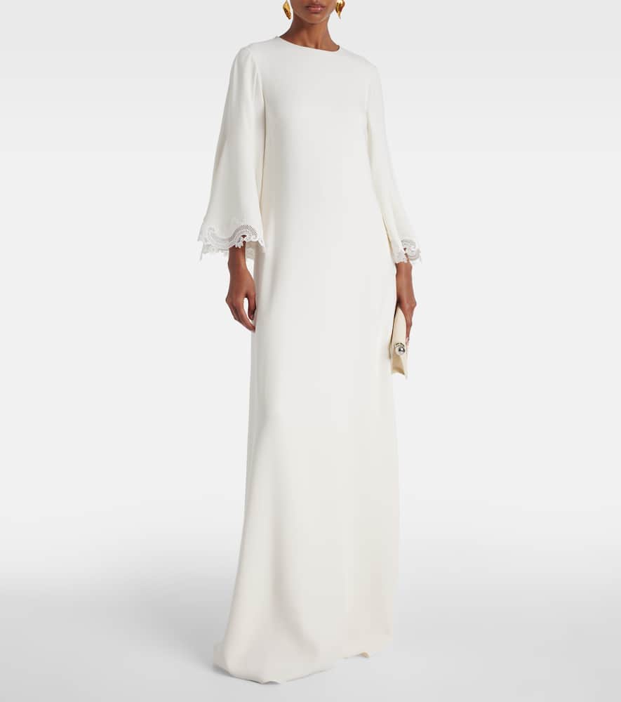 Oscar de la Renta Lace-trimmed silk-blend georgette kaftan