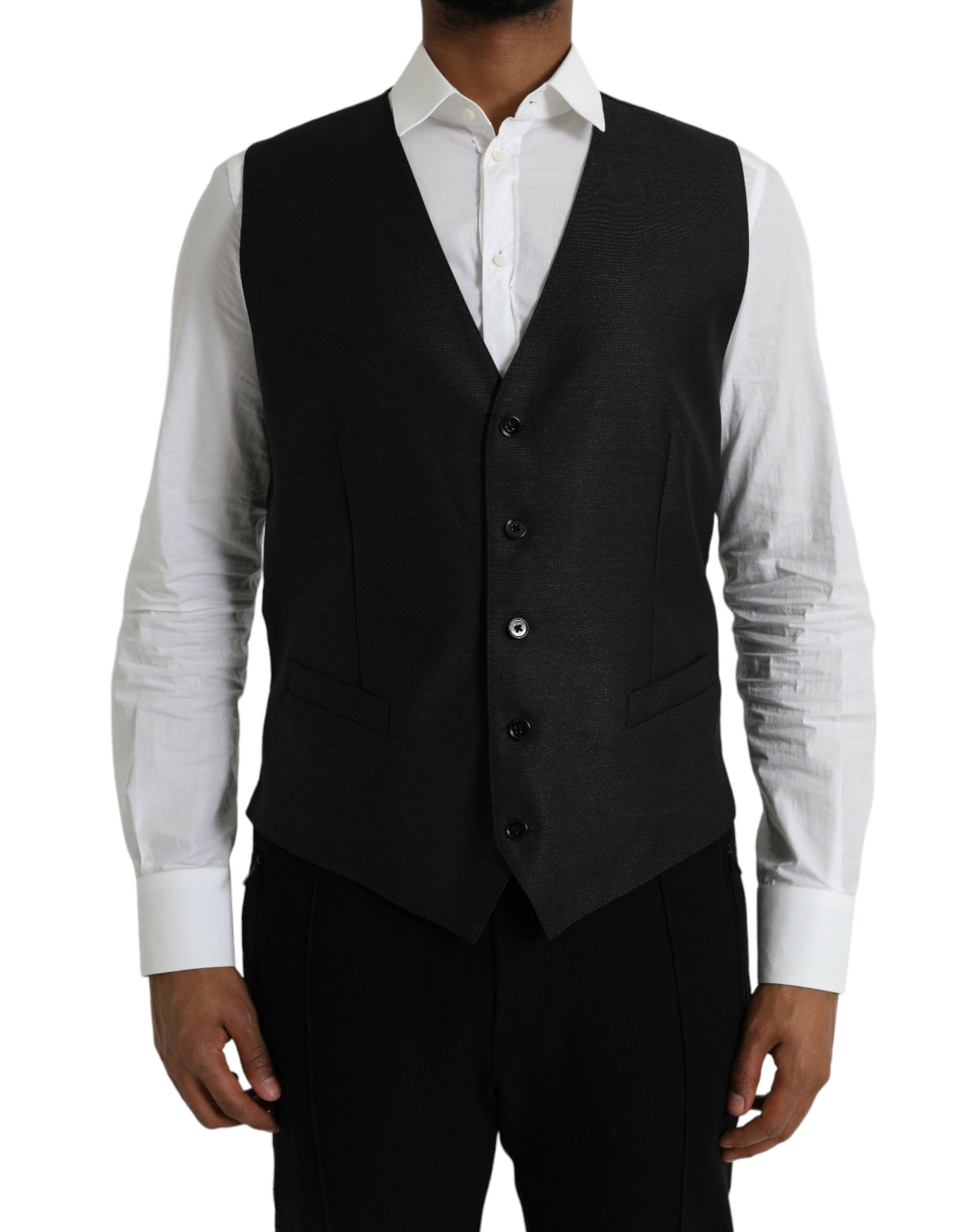 Virgin Wool and Silk Vest — Black