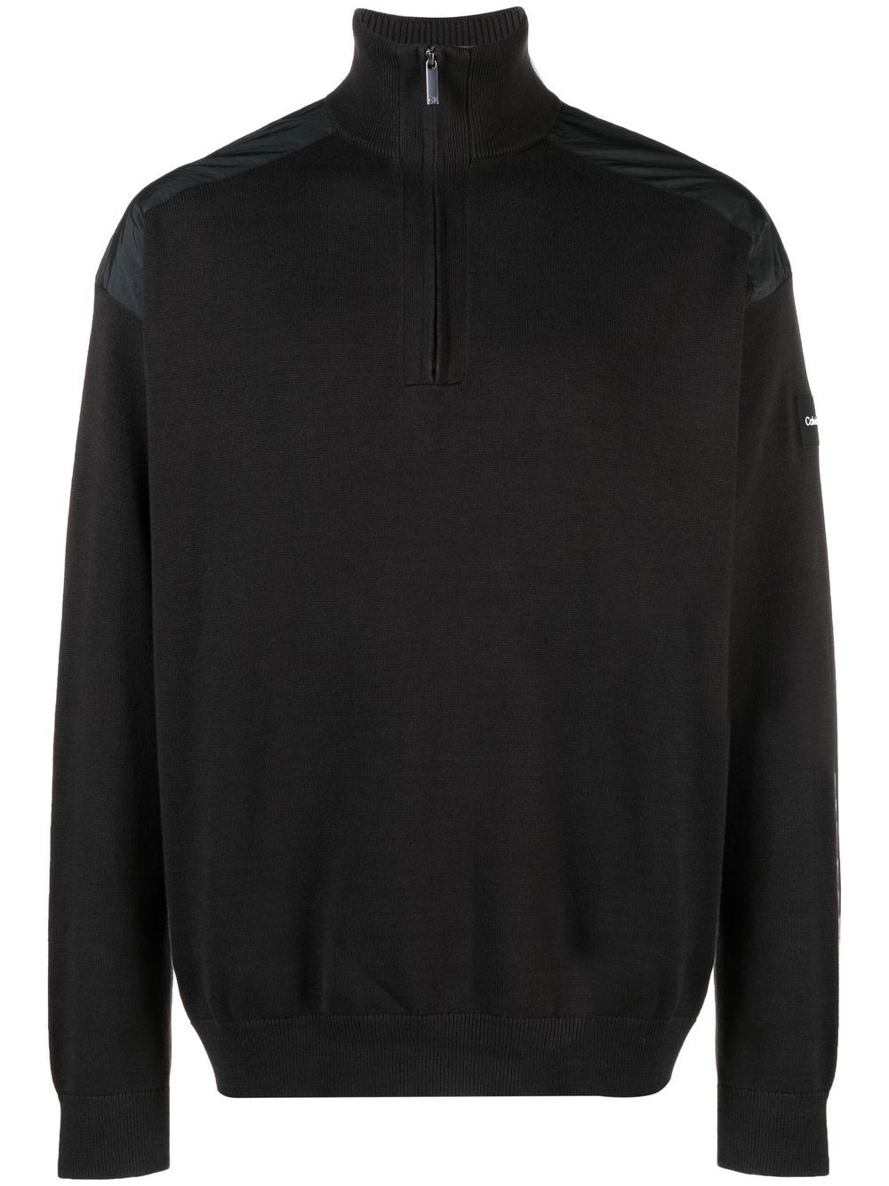 Cotton-blend quarter-zip jumper - Black