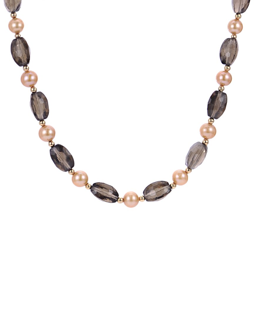 Imperial 14K Smoky Quartz 7-7.5mm Freshwater Pearl Necklace