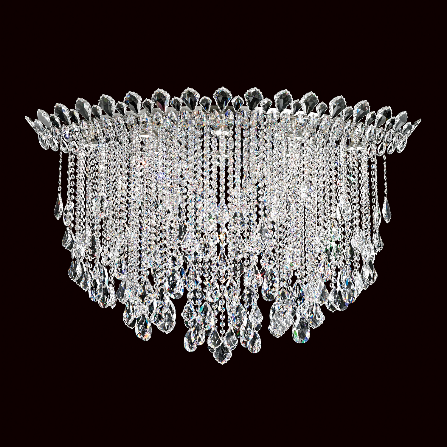 Schonbek Trilliane Strands 8-Light Ceiling Light in Stainless Steel with Clear Heritage Crysta