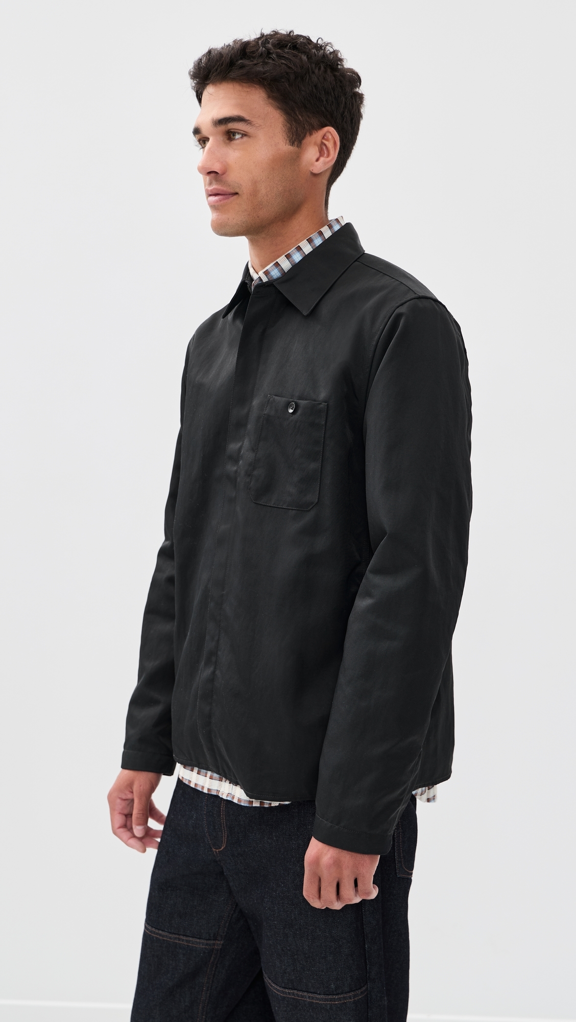 Karl Nylon Zip Shirt Jacket Black