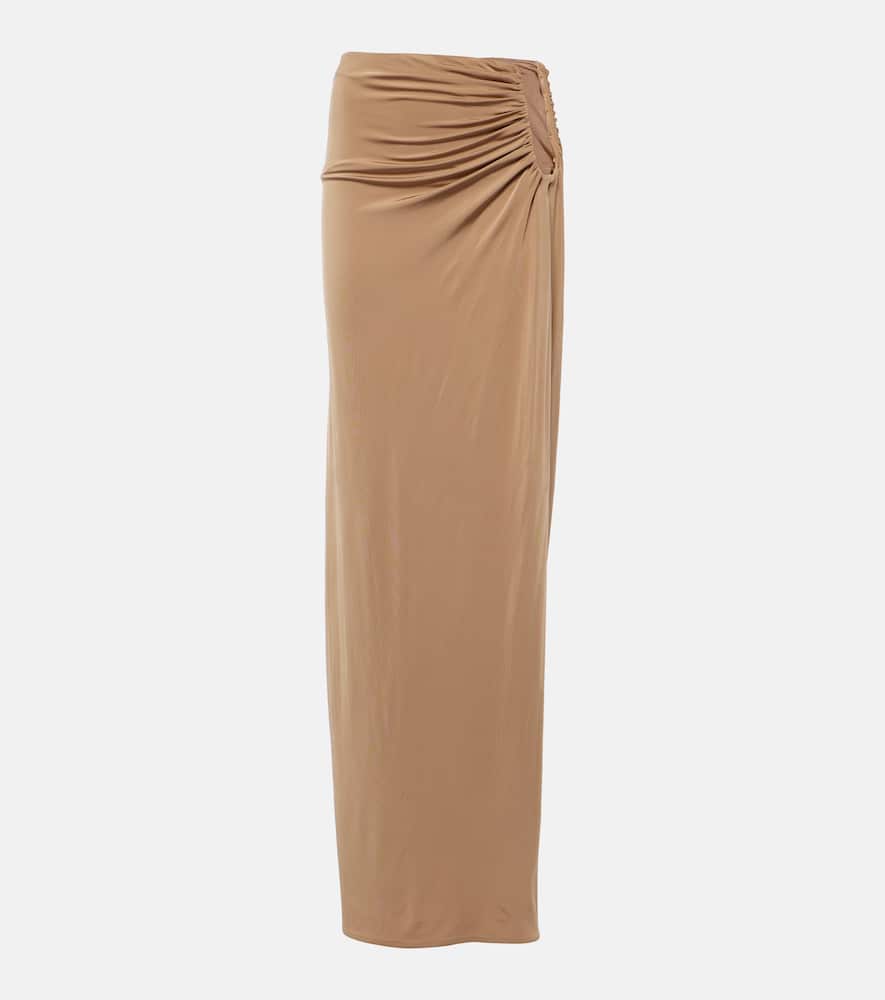 Ruched mid-rise maxi skirt