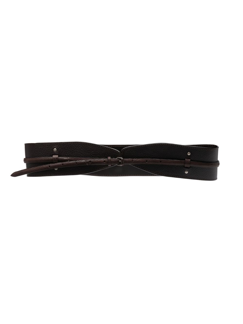 2000s snakeskin-effect leather belt - Brown