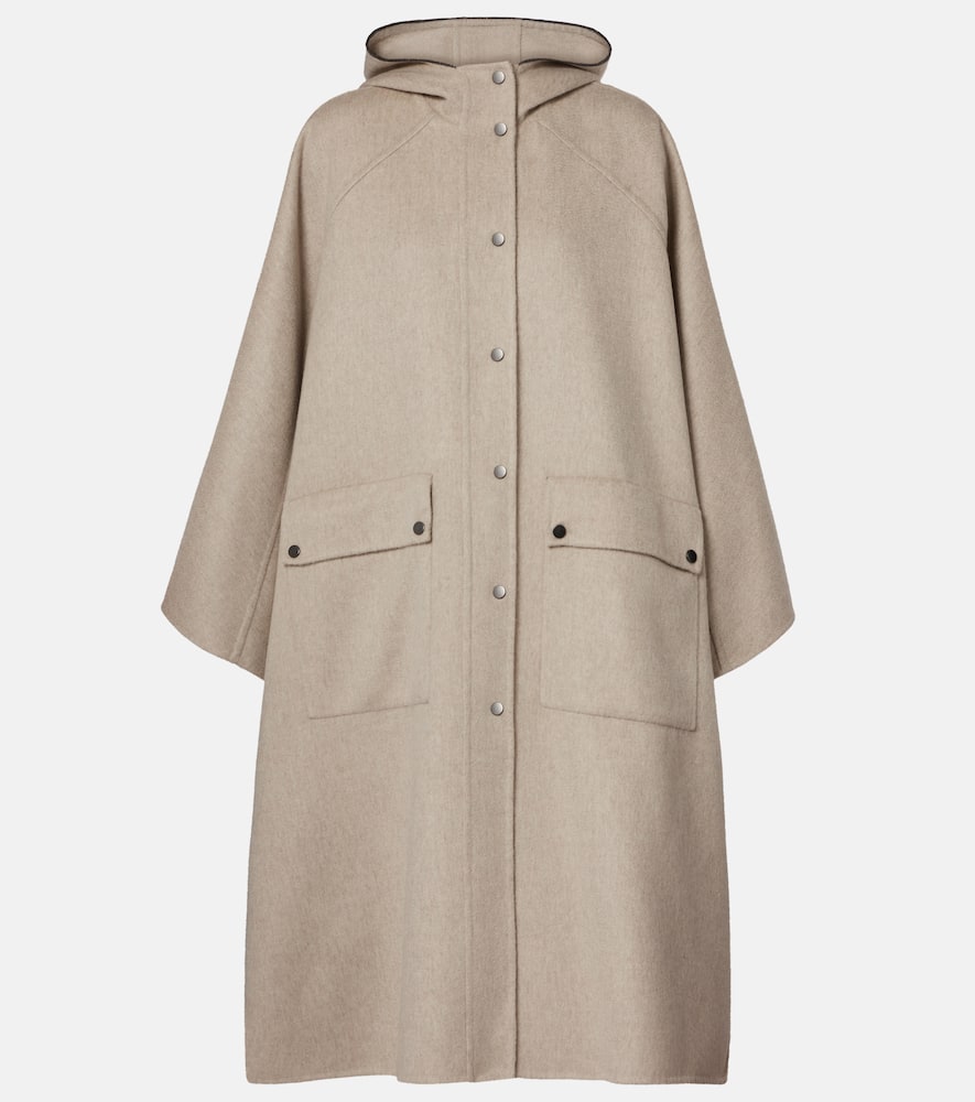 Hooded cashmere coat
