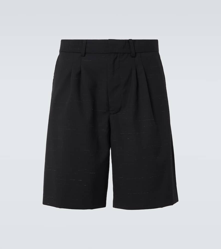 Heathered cotton and wool shorts