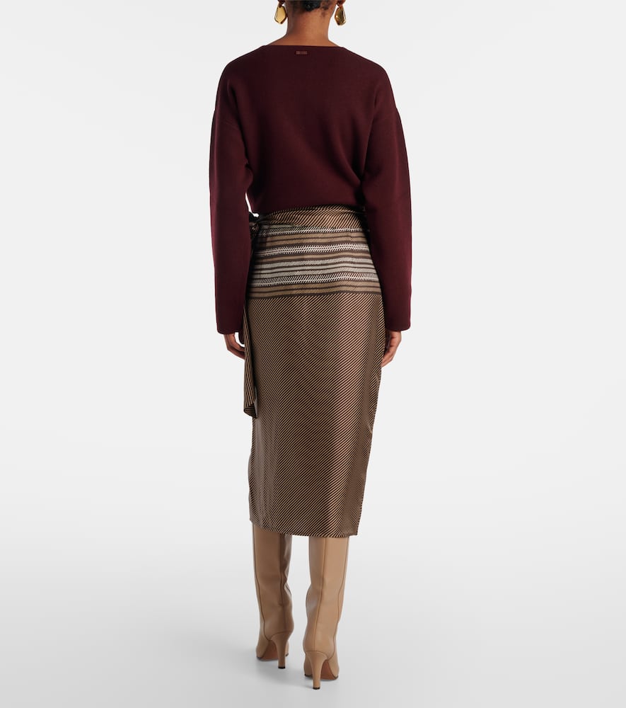 Edro striped silk wrap skirt