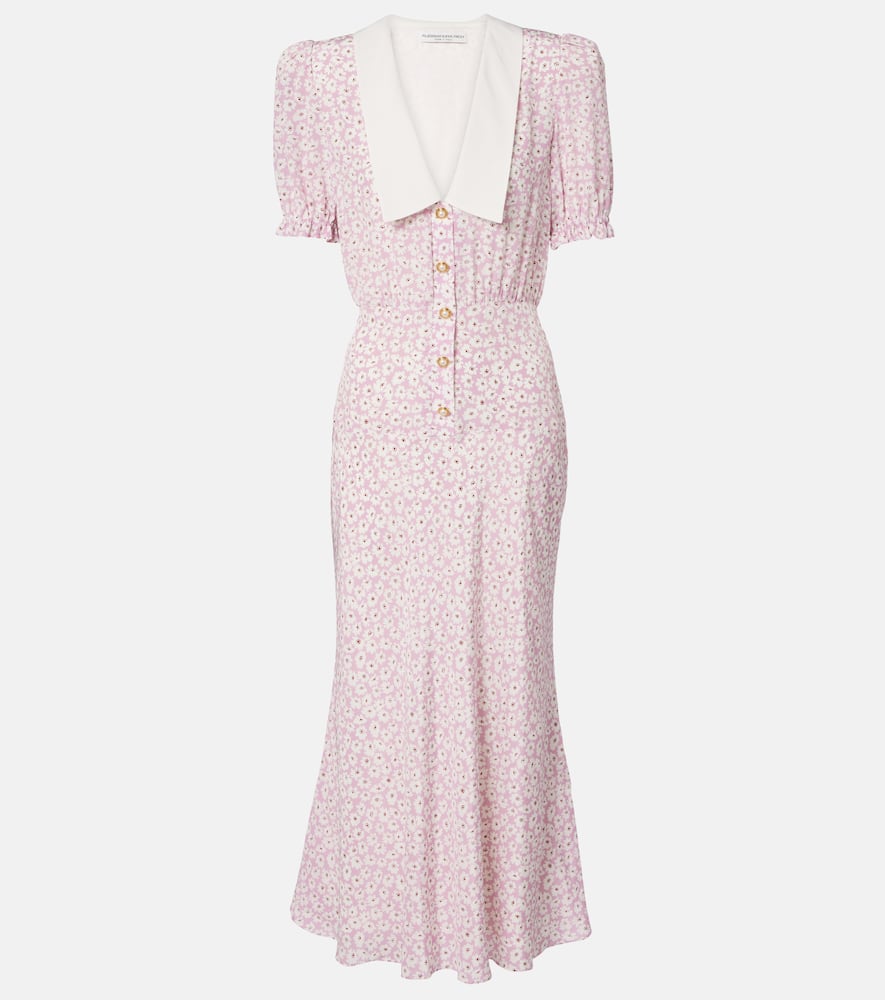 Flower silk midi dress
