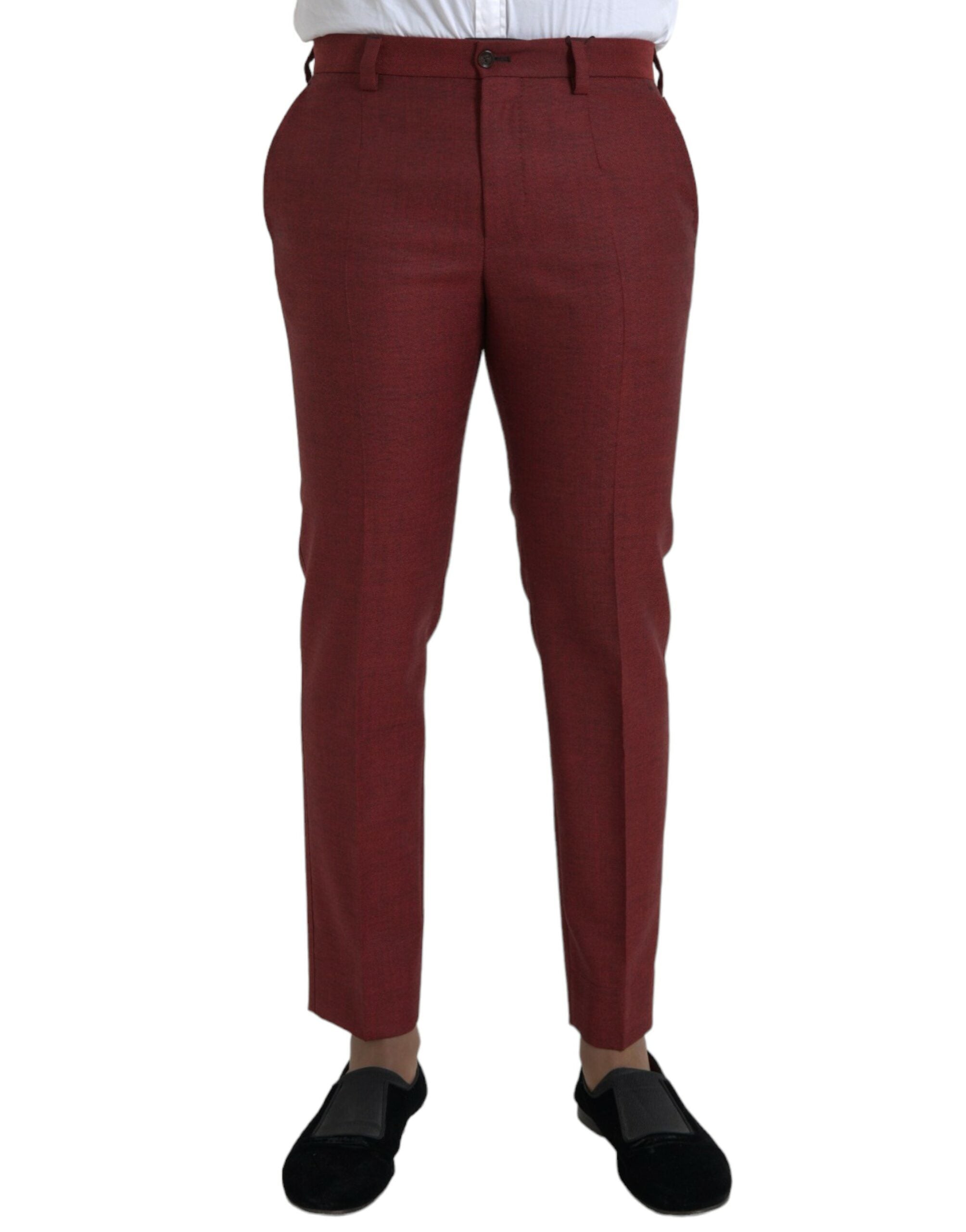 Virgin Wool Trousers — Red