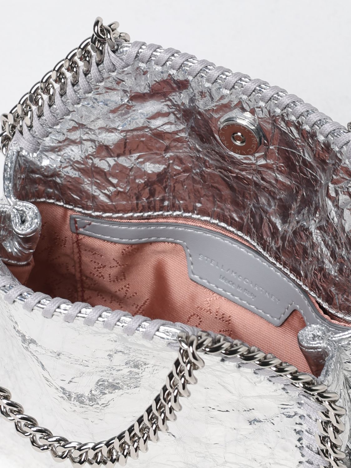 Mini Falabella metallic-effect tote bag - Silver