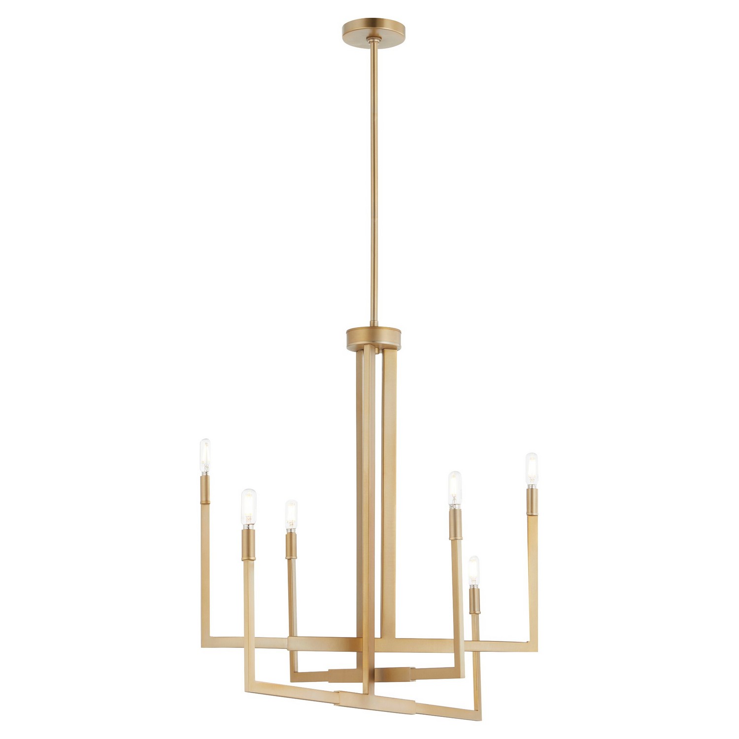 Aged Brass Six Light Chandelier from the BOLERO Collection
