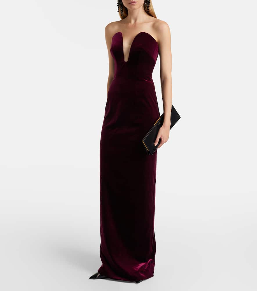 Strapless velvet gown