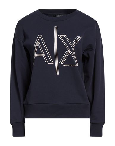 Woman Sweatshirt Navy Size L Cotton, Polyester, Elastane