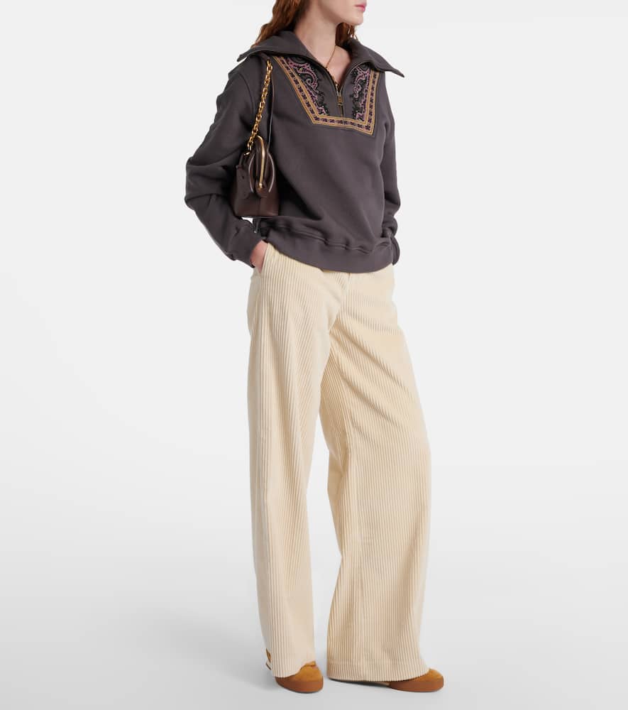Printed cotton half-zip sweatshirt