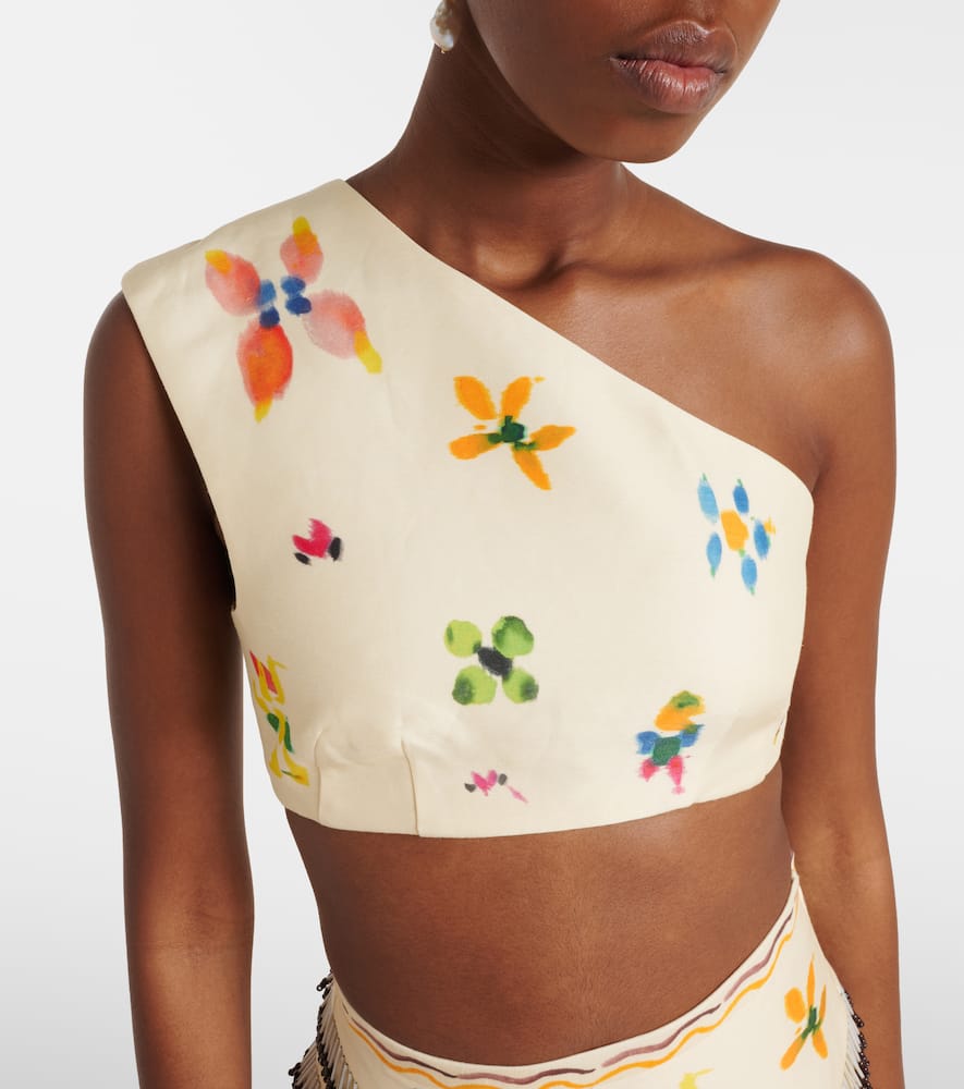 Alémais Sidi printed linen-blend crop top