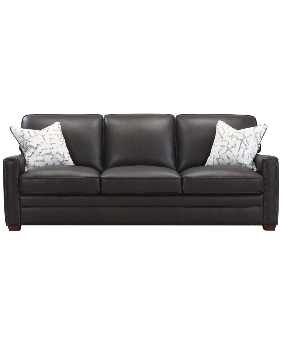 "Gaspare 90"" Leather 3-Seat Sofa, Exclusive - Brown"