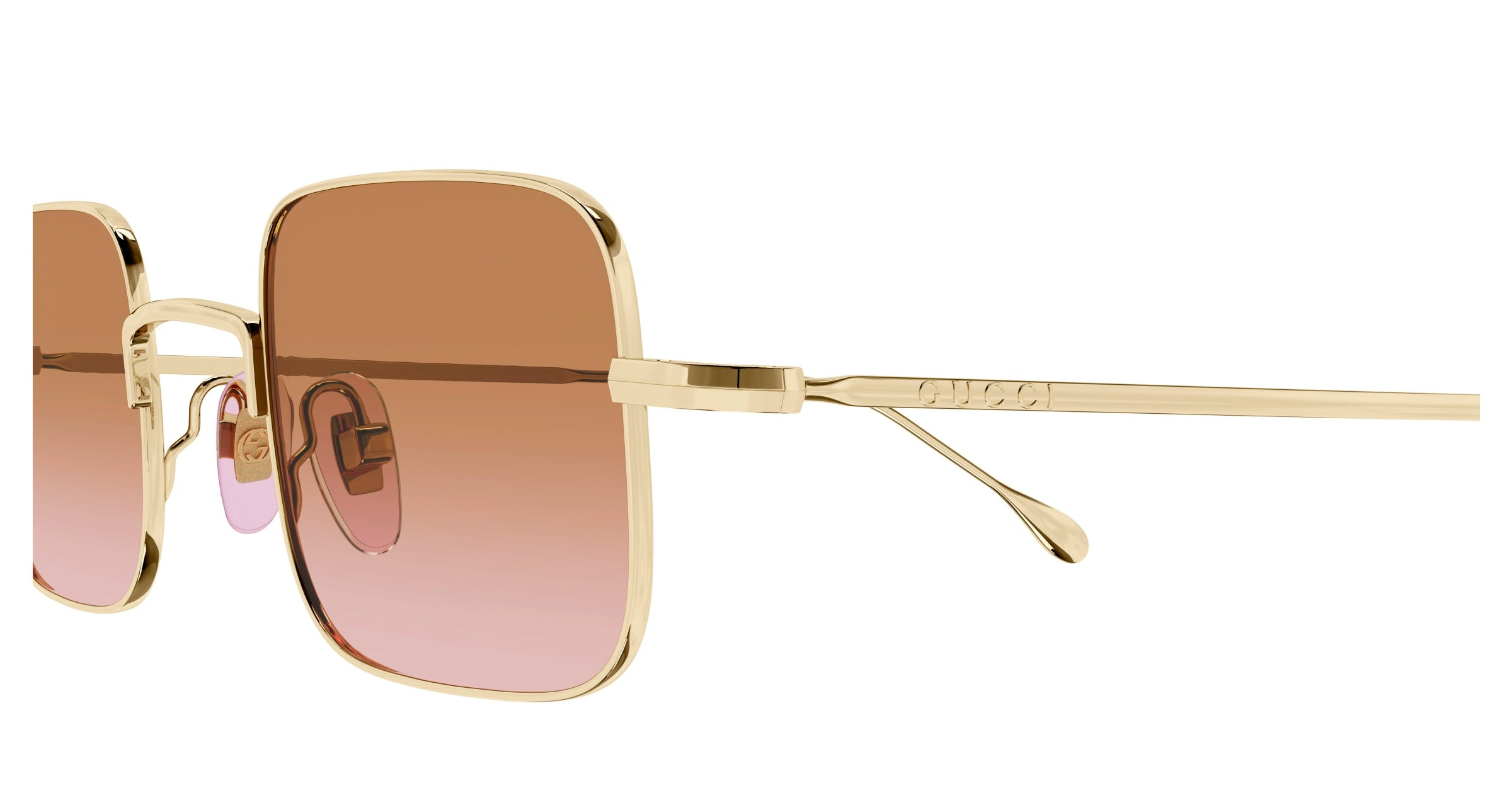 Gucci Unisex Gucci GG1813S 004 Sunglasses Metal Gold Orange Squared