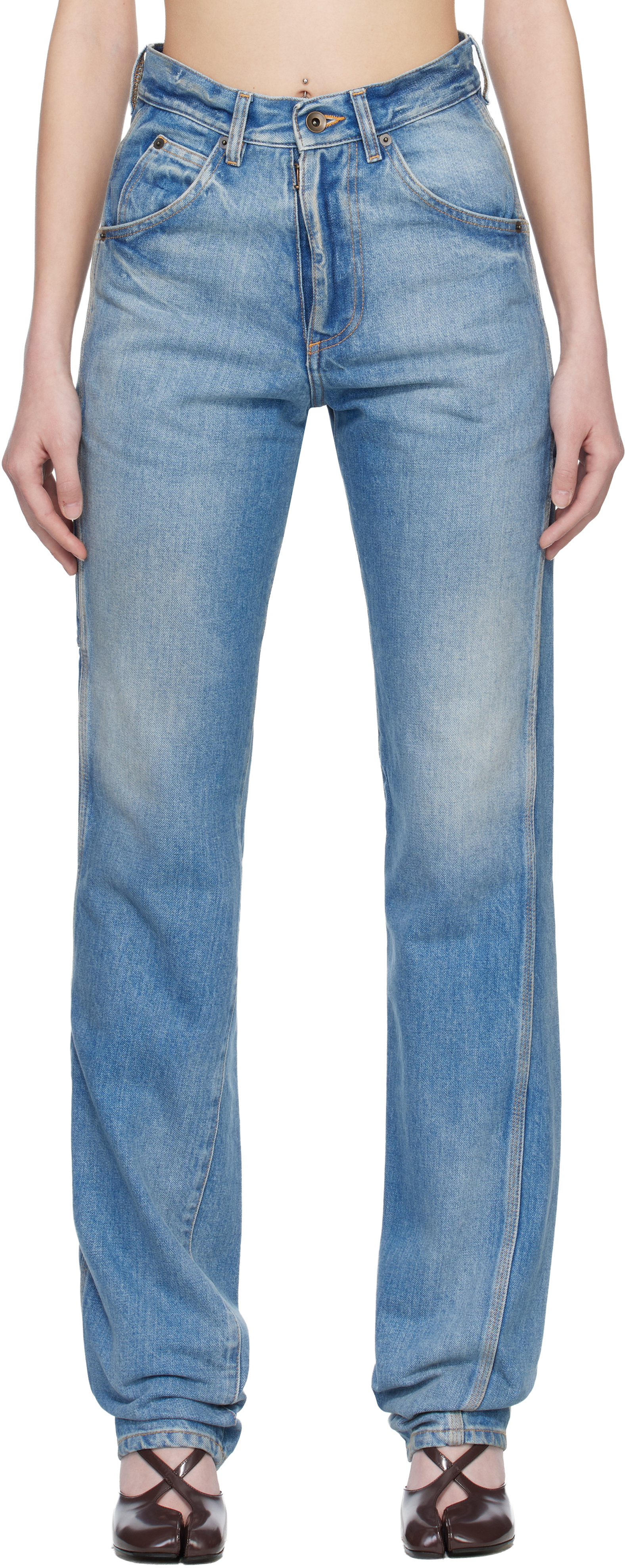 Blue Straight-Leg Jeans