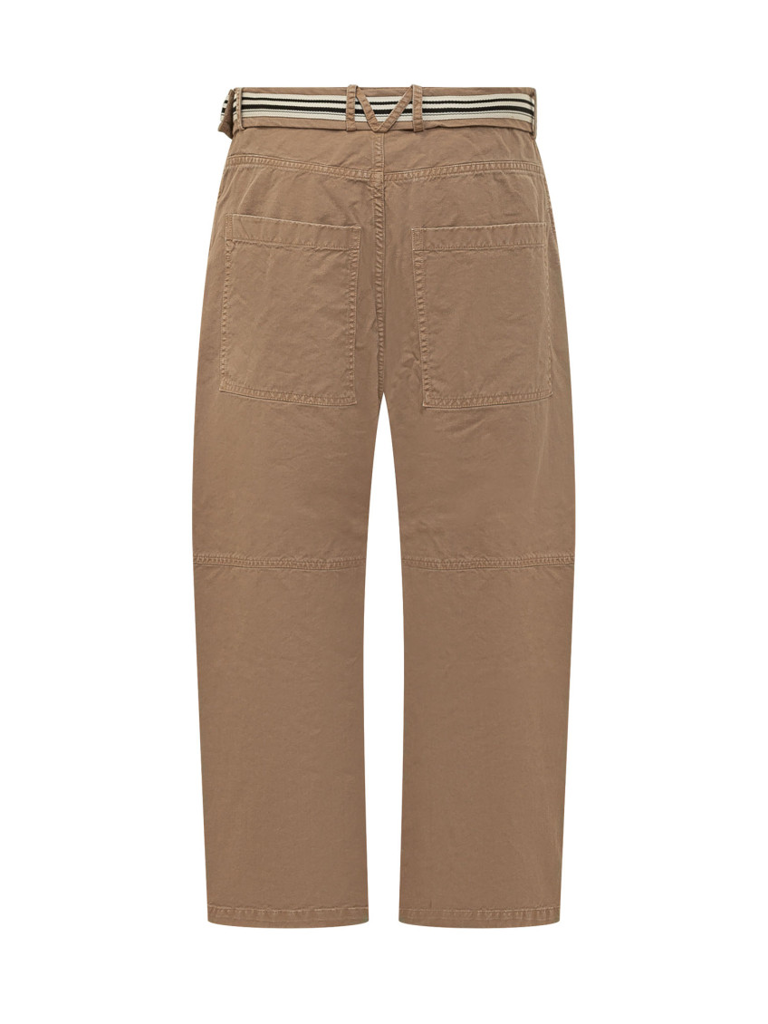 Beige Regular Flat Front Pants