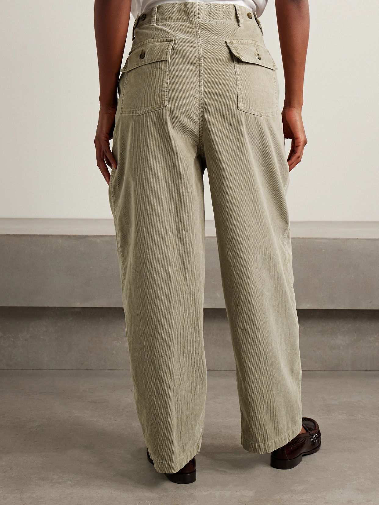 Cotton-blend Corduroy Barrel-leg Pants - Neutrals