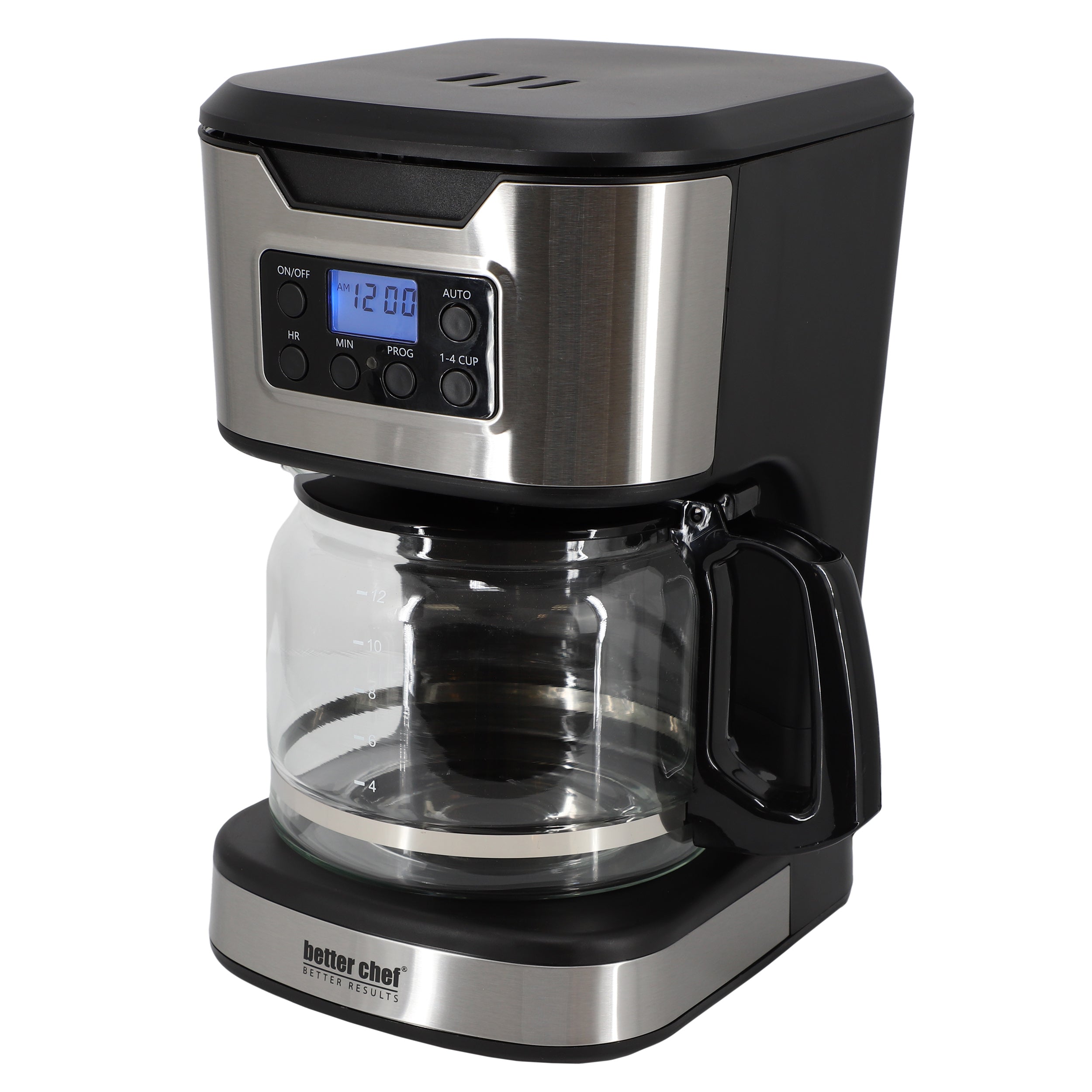 12-Cup Programmable Coffee Maker in Black with Stainless Steel Accents