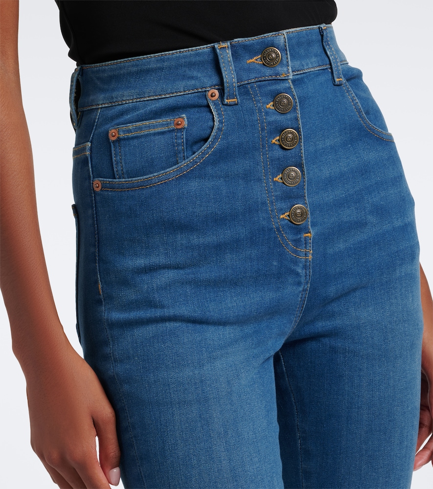 Lace-trimmed skinny jeans