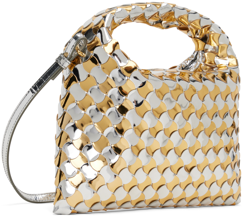 Bottega Veneta Silver & Gold Mini Hop Bag
