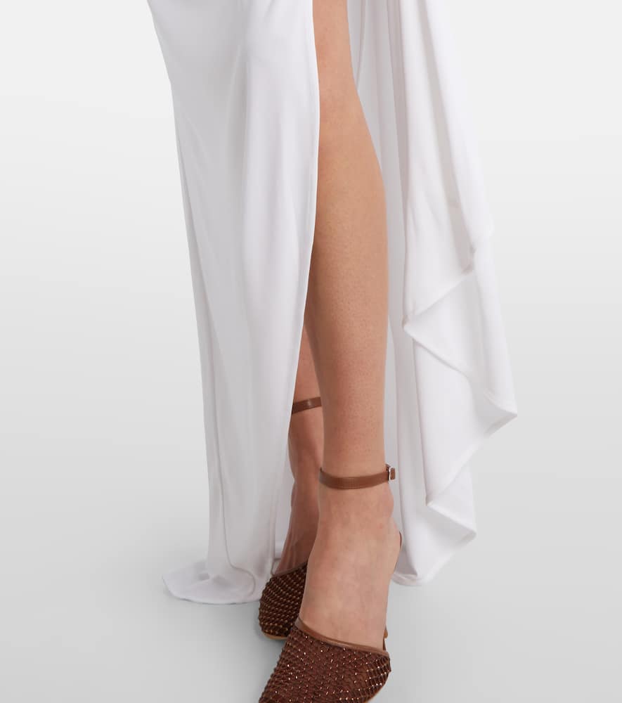 Crescent draped asymmetric midi skirt