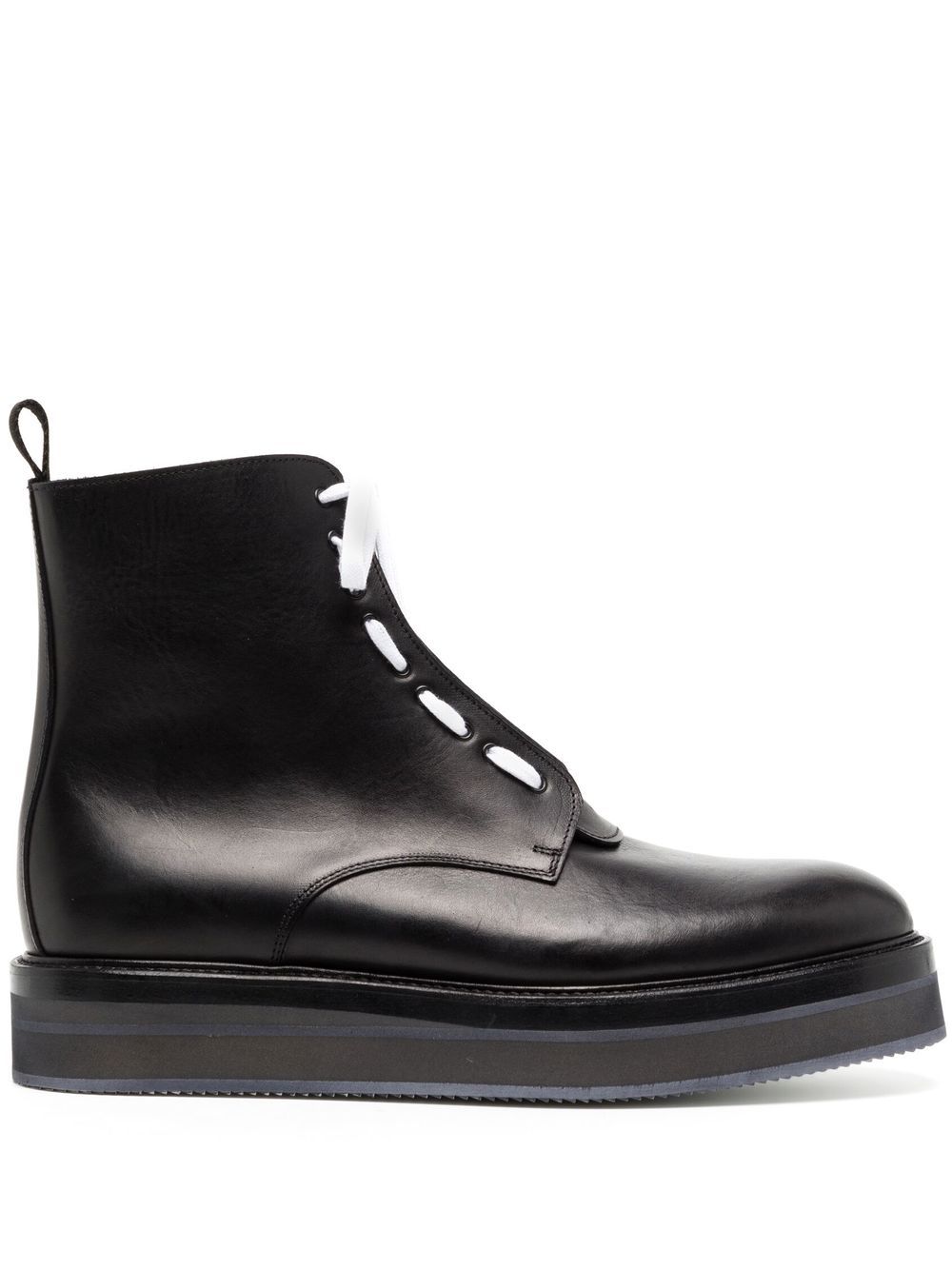 Lace-up leather ankle boots - Black