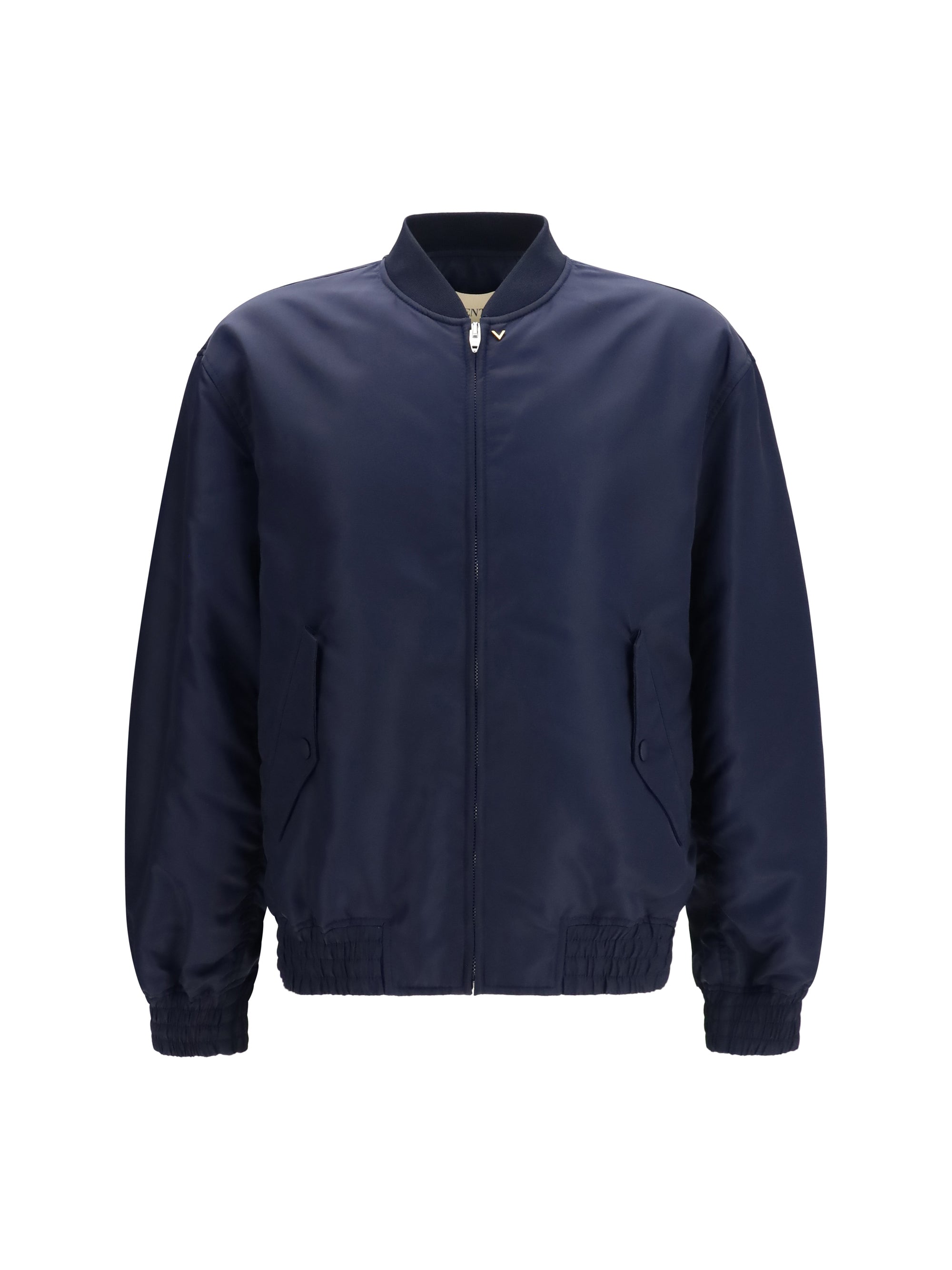 Nylon with Ruffled Cuffs Jacket — Navy
