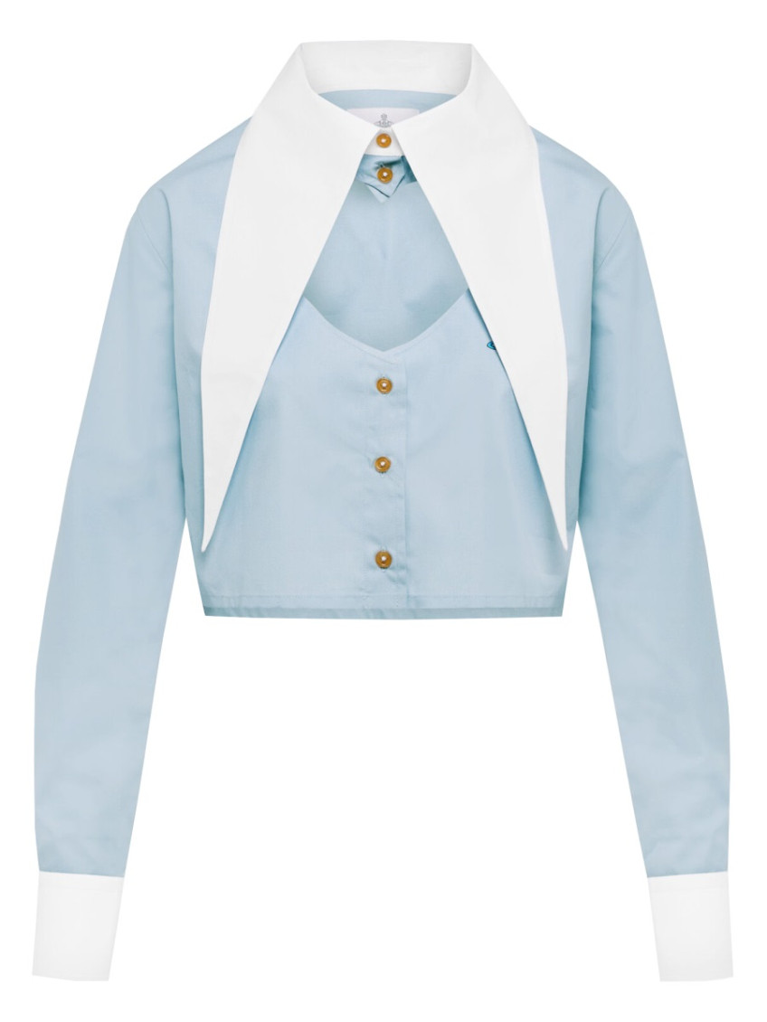 Cut-off Oversized-collar Shirt