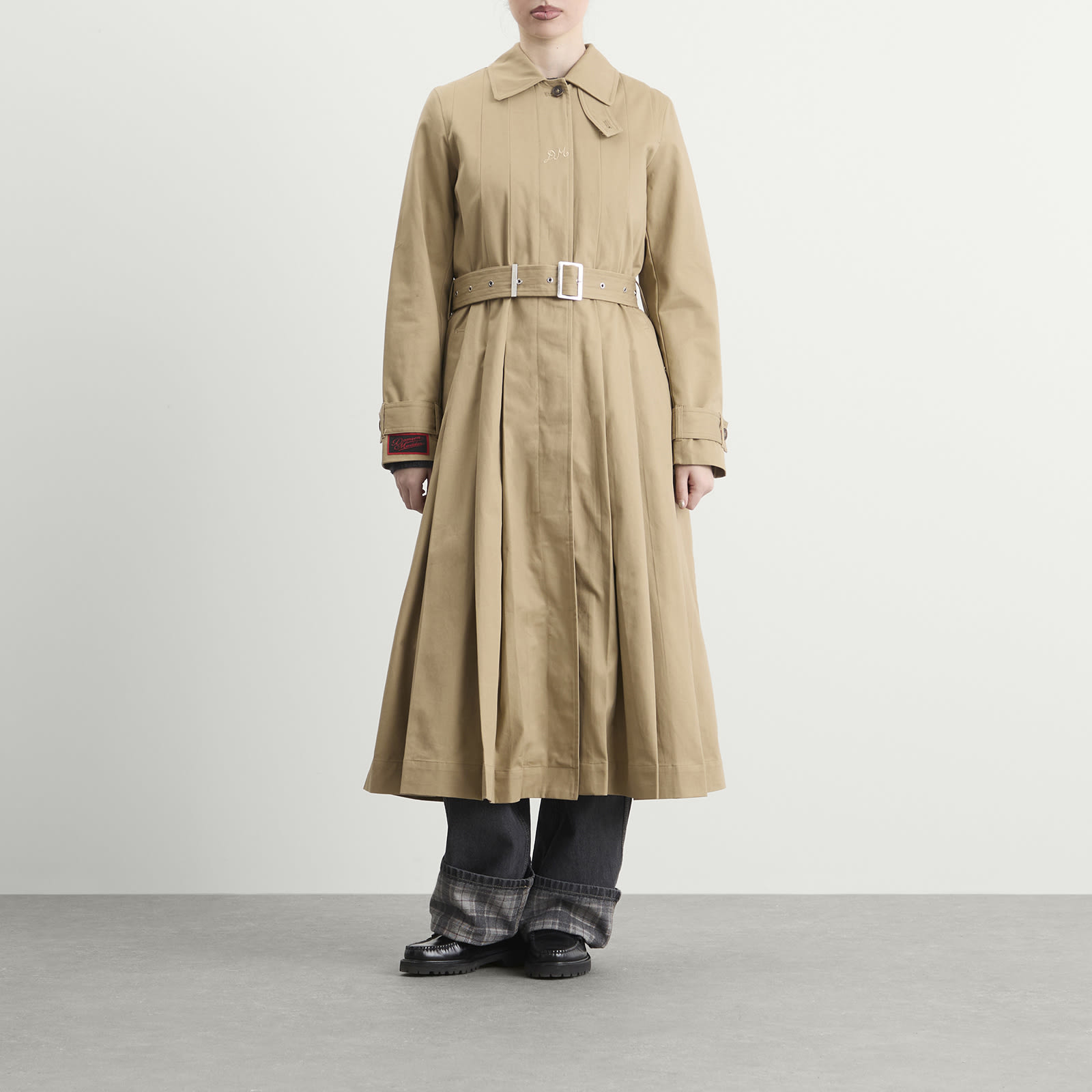 Women's Sofia Pleated Trench Coat in Stone