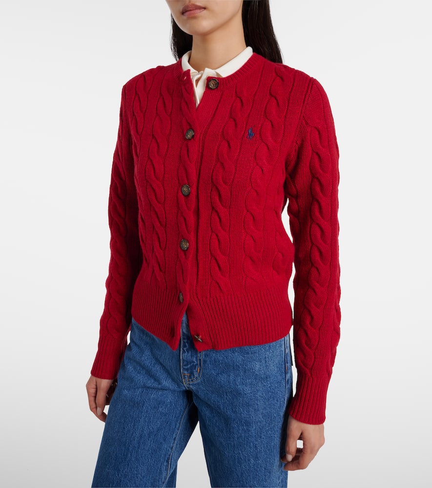 Cable-knit wool and cashmere cardigan