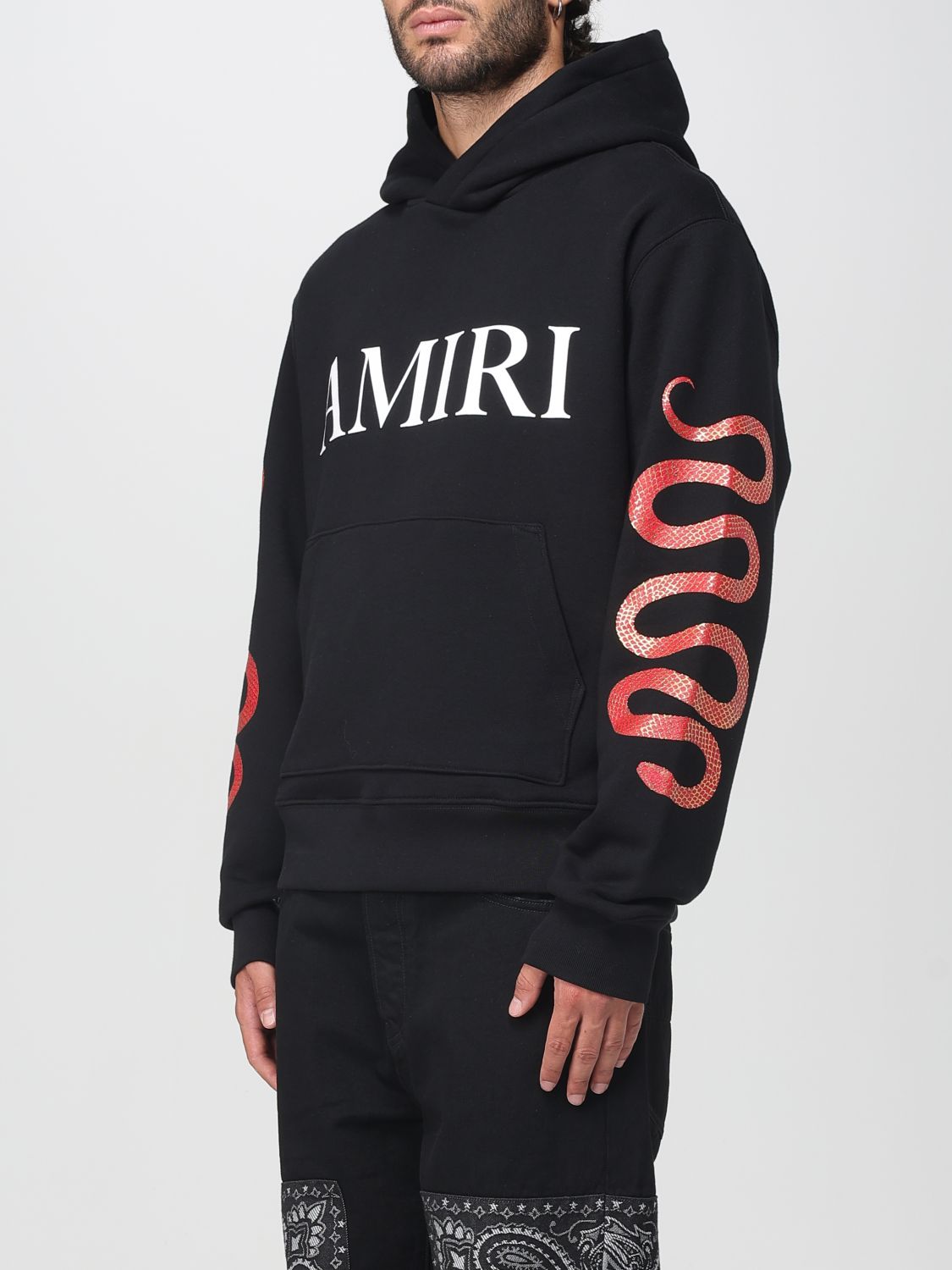 Snake-print hoodie - Black