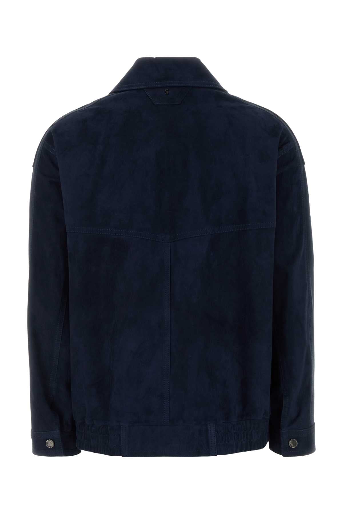 Santoro Navy Blue Suede Jacket