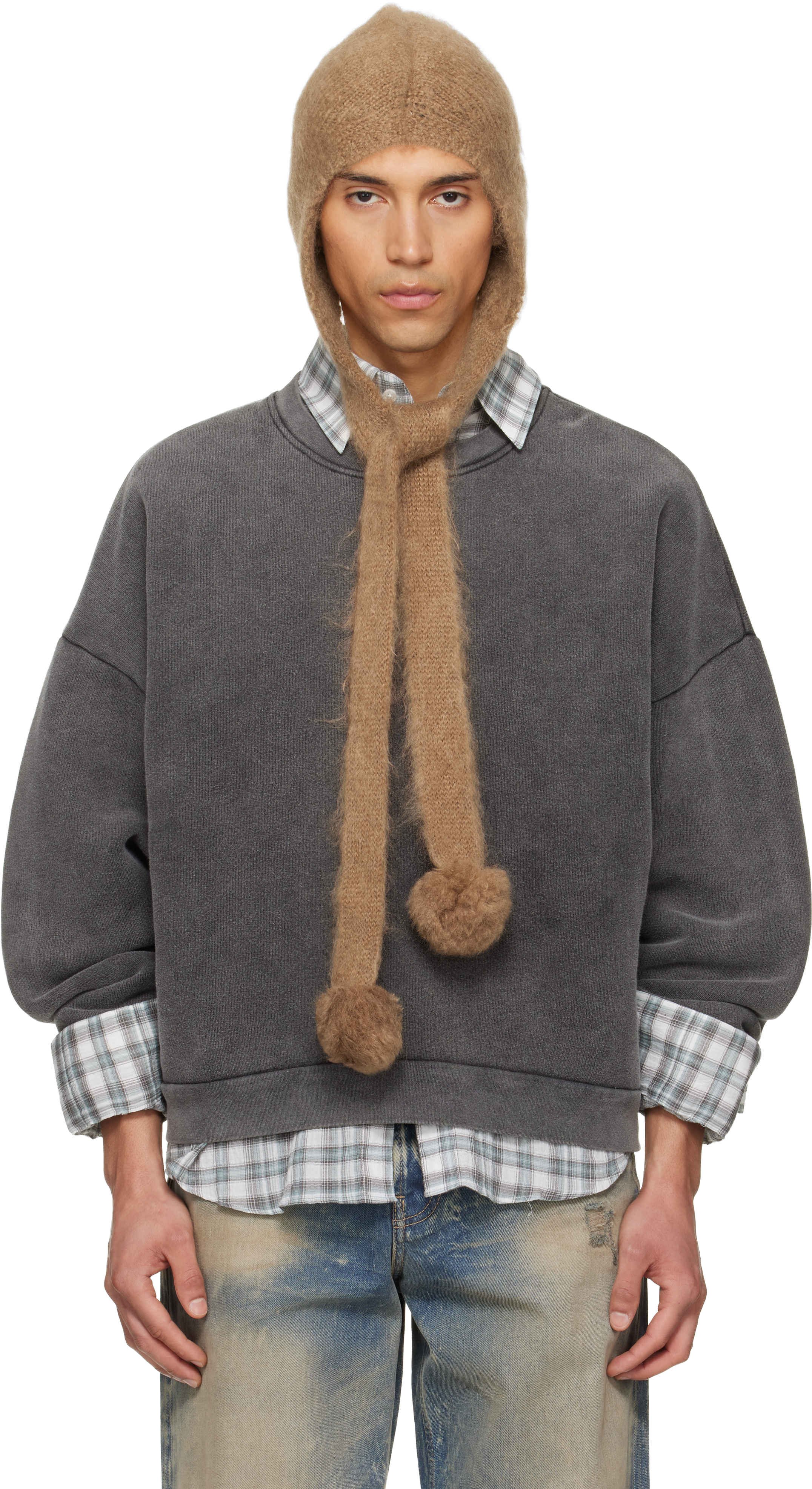 Tan Mohair Earflap Hood