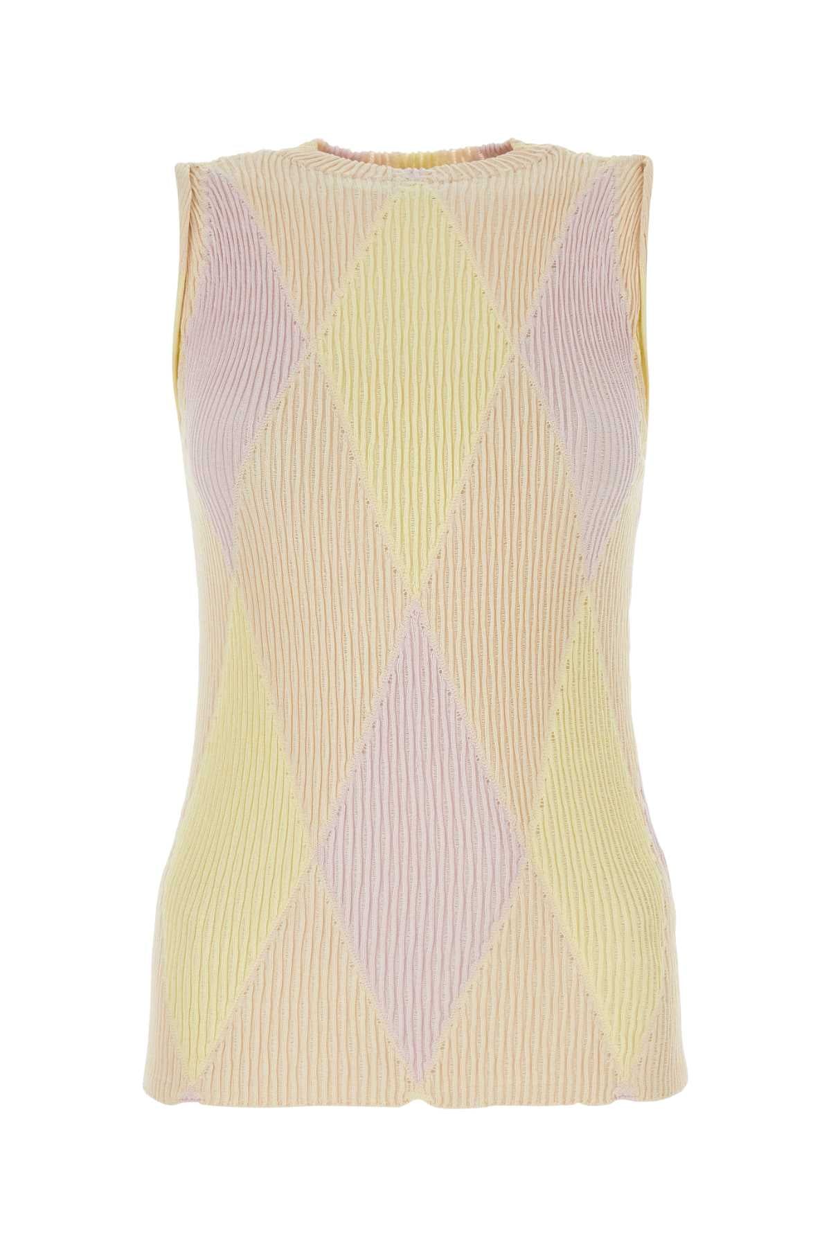 Argyle Jacquard Cotton-Silk Blend Sweater — Beige