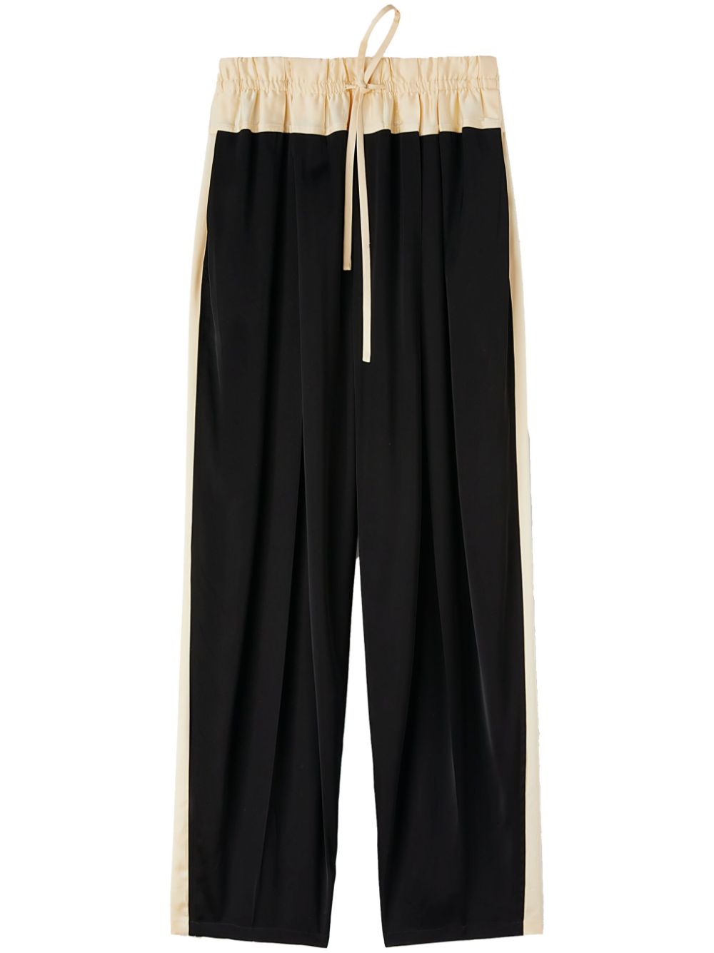 Panelled drawstring straight-leg track pants - Black