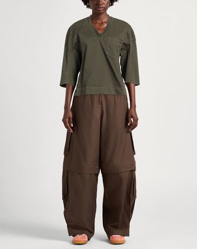 Tod's Woman Top Military green Size L Cotton, Elastane
