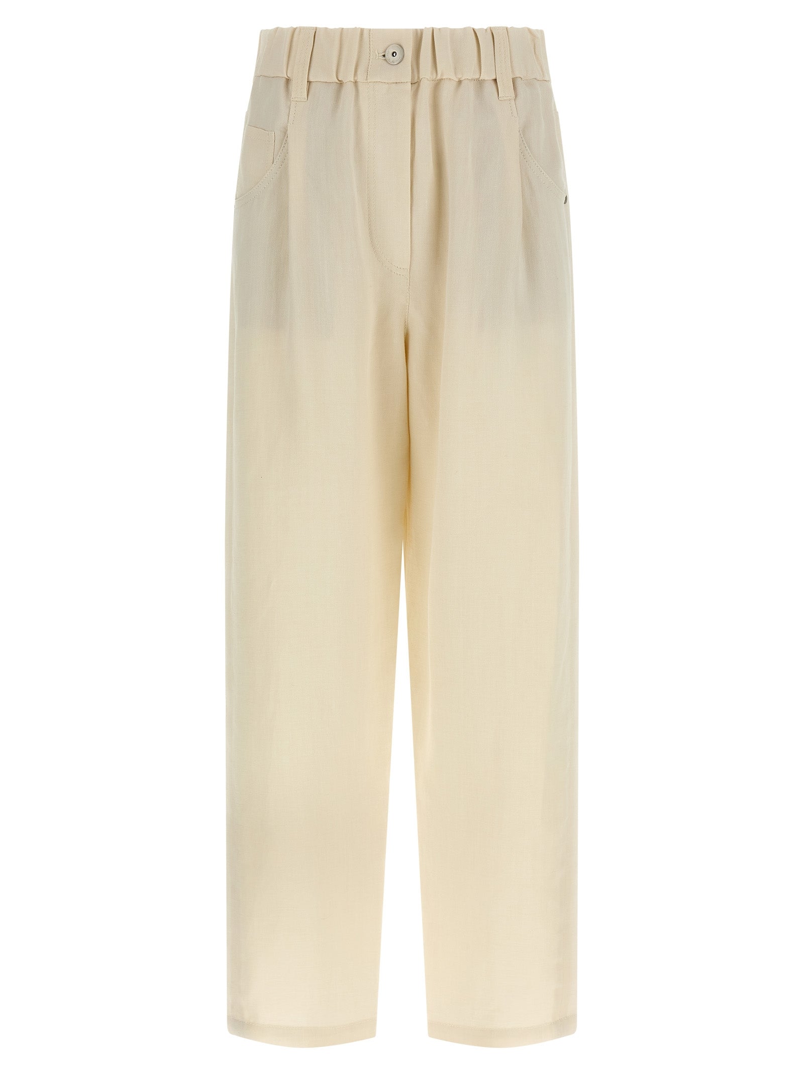 Viscose-Linen Blend Trousers — White