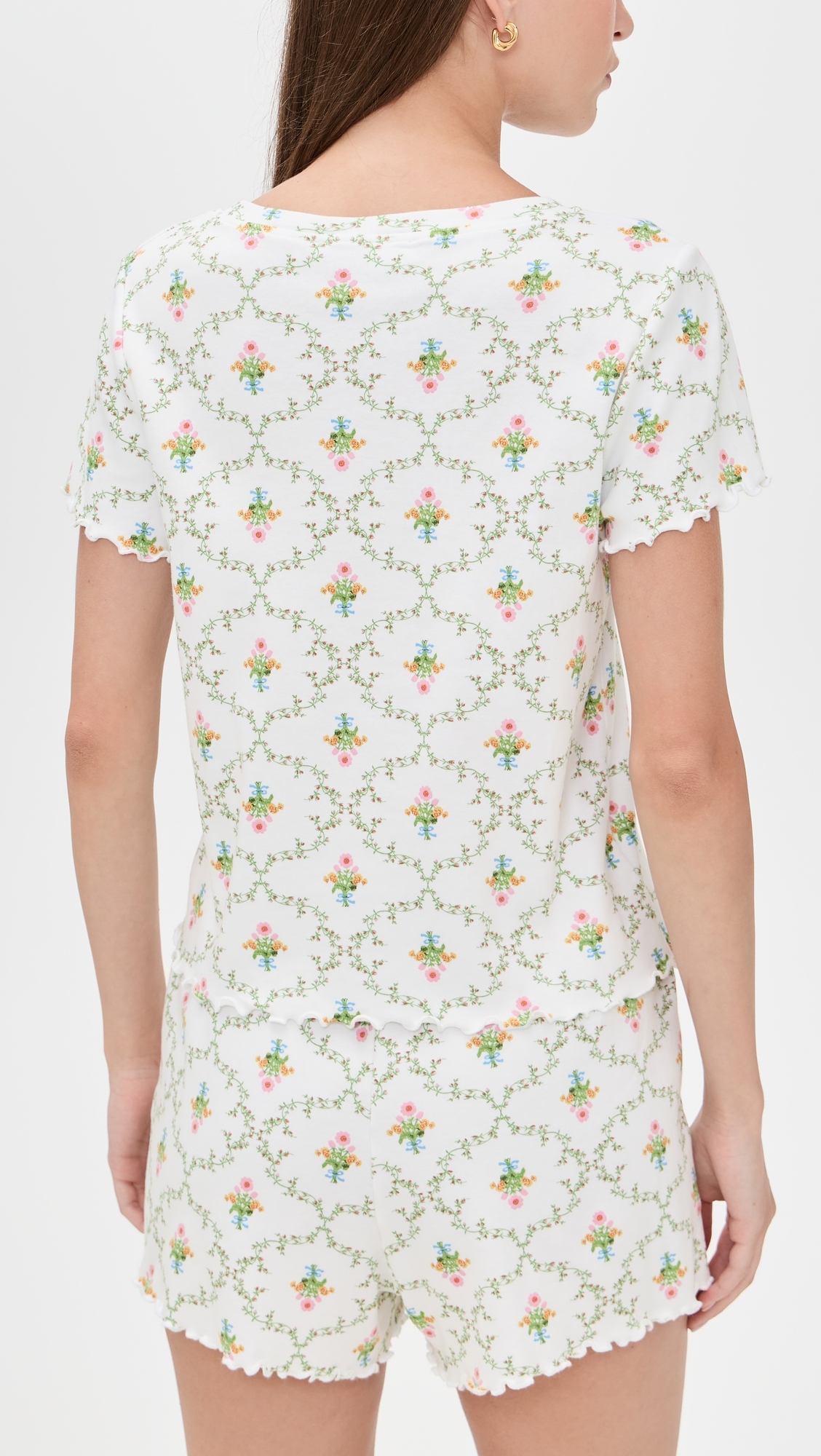 The Nina Short Pajama Set Pastel Trellis