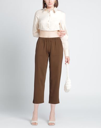 Woman Pants Brown Size 8 Virgin Wool, Elastane