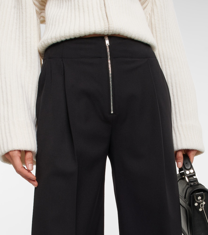 High-rise wide-leg wool-blend pants