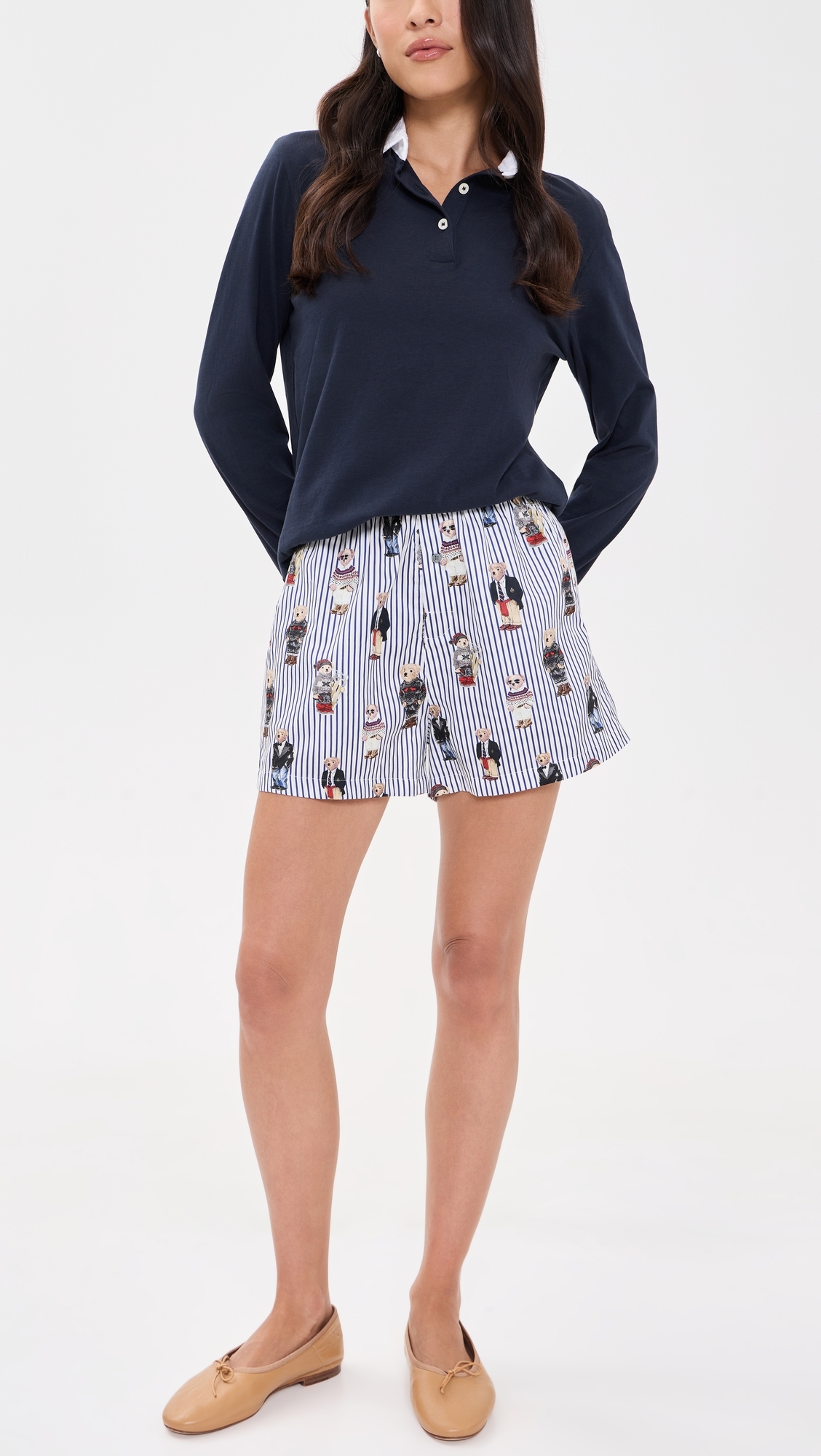 Polo Bear Motif Sleep Boxers Snowfall Blue