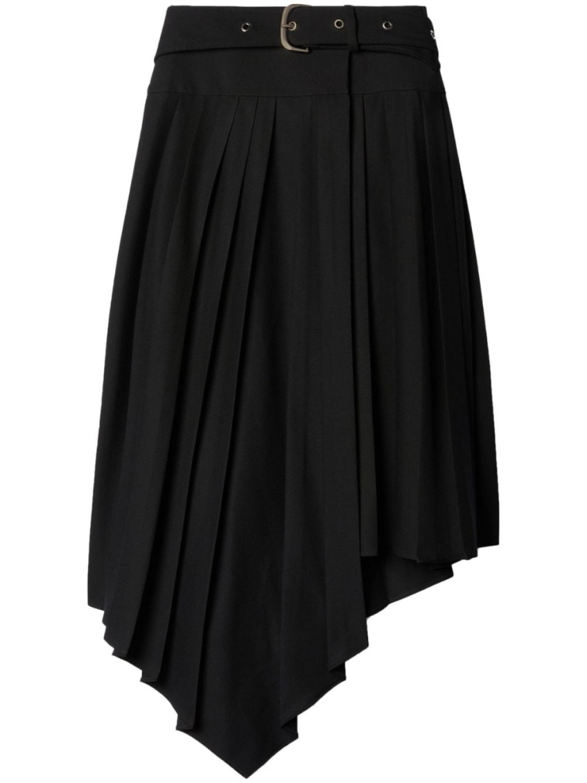 Tech Drill pleated asymmetric skirt - Black